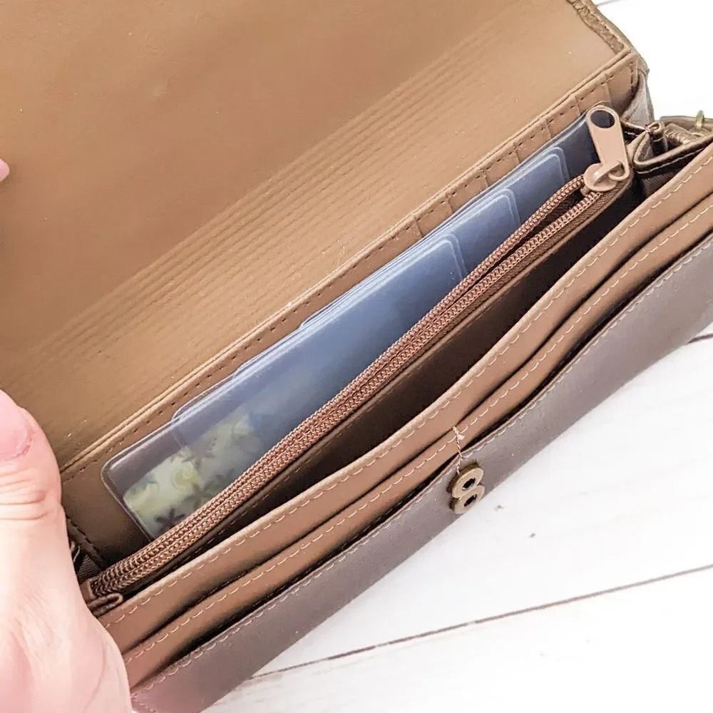 Metallic Bronze Shoulder Wallet Clutch Purse